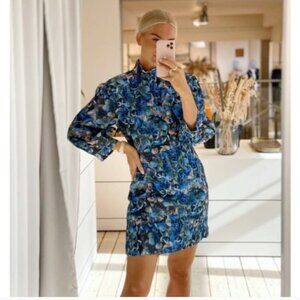 Baum Und Pferdgarten Aaliah Hydrangea Print Long Sleeve Mini Dress Size 14